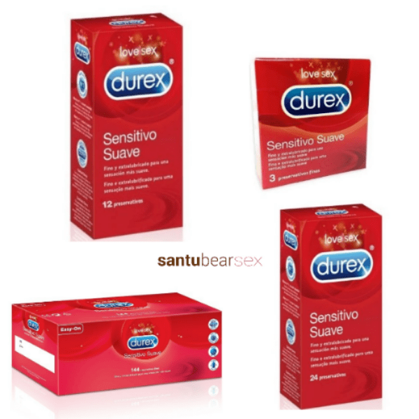 preservativo durex sensitive suave foto de los 4 modelos de caja de condones. sexshop online de santu