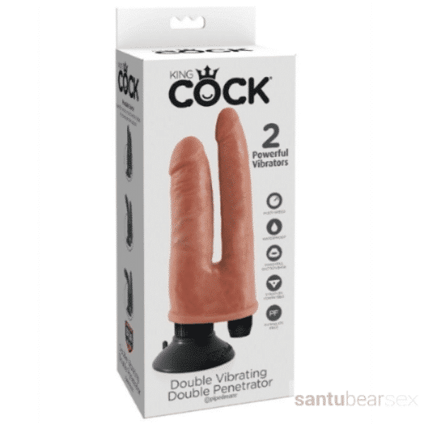 vibrador doble sexual king cock imagen de la caja que lo contiene