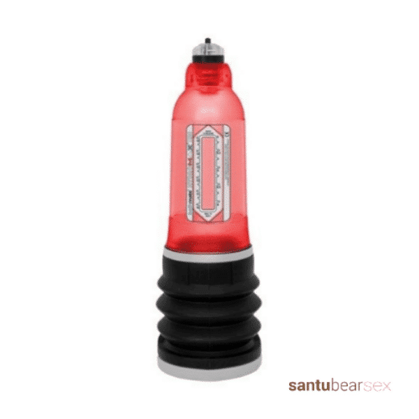 bomba de vacío hydromax 5 rojo bathmate imagen del juguete con el logo del sex shop de santu